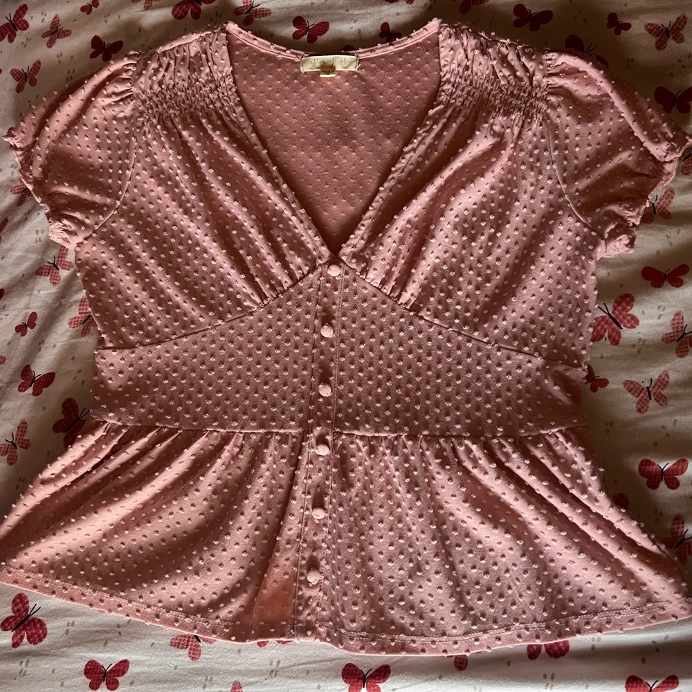 Ultra Flirt Pink Peplum Blouse